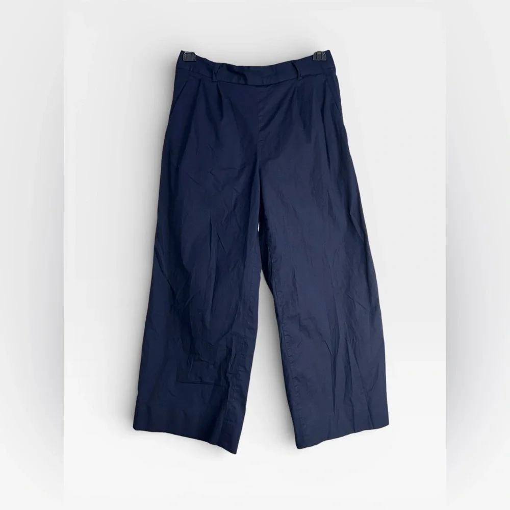 5 for $25🔥J. Crew Navy Cotton Blend Wide Leg Cropped Pants Size 2‎ Petite